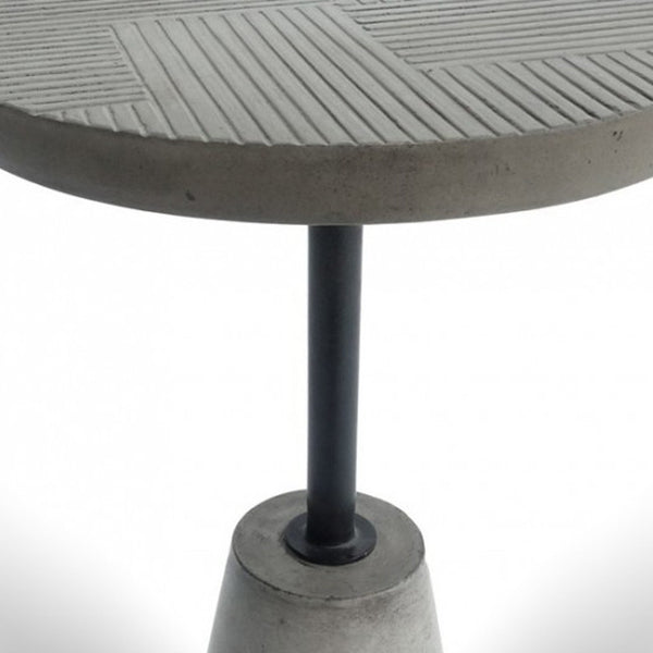 Homeroots Mod Textured Gray Concrete And Black Metal Pedestal End Table   473155