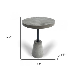 Homeroots Mod Textured Gray Concrete And Black Metal Pedestal End Table   473155
