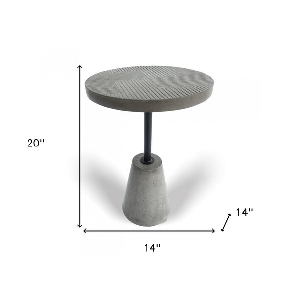 Homeroots Mod Textured Gray Concrete And Black Metal Pedestal End Table   473155