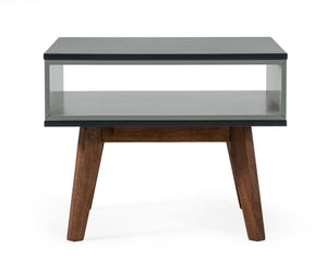 Homeroots Dark Oak And Shades Of Gray Open Rectangle End Table   473156