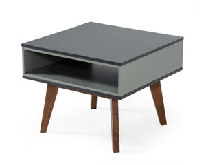 Homeroots Dark Oak And Shades Of Gray Open Rectangle End Table   473156