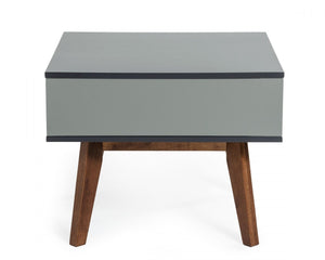 Homeroots Dark Oak And Shades Of Gray Open Rectangle End Table   473156