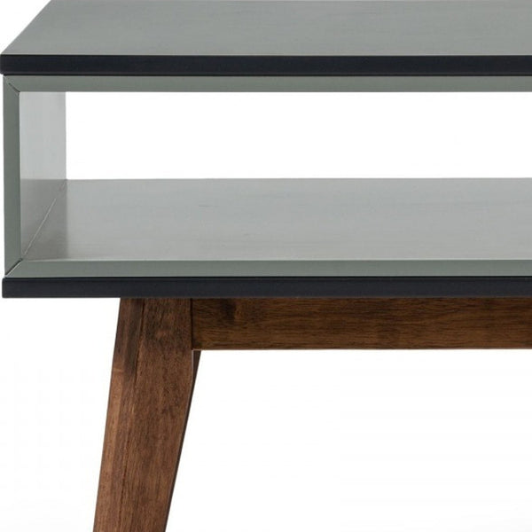 Homeroots Dark Oak And Shades Of Gray Open Rectangle End Table   473156