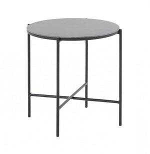 Homeroots Modern Industrial Black Round Ceramic Side Table   473158
