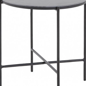 Homeroots Modern Industrial Black Round Ceramic Side Table   473158