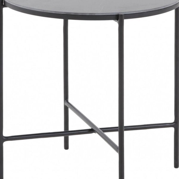 Homeroots Modern Industrial Black Round Ceramic Side Table   473158