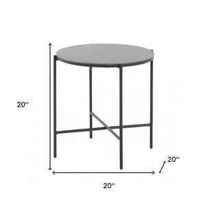 Homeroots Modern Industrial Black Round Ceramic Side Table   473158
