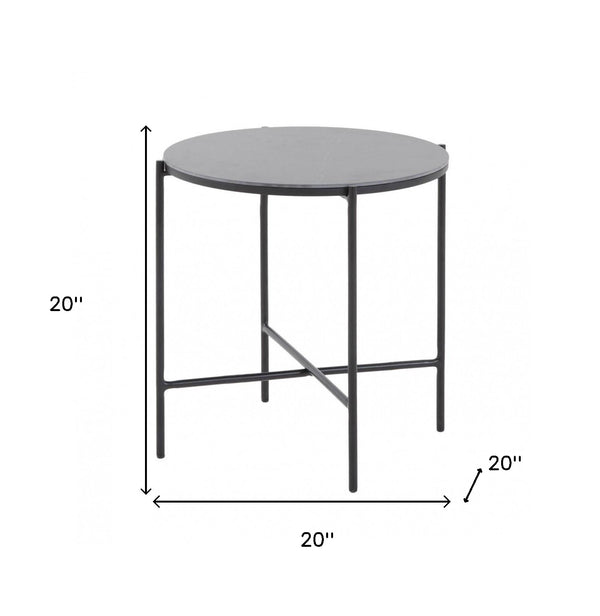 Homeroots Modern Industrial Black Round Ceramic Side Table   473158