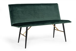 Homeroots 53" Green And Dark Brown Upholstered Velvet Dining Bench  Metal 473161