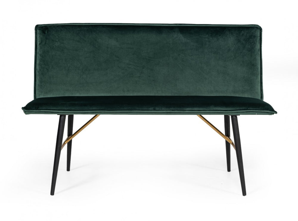 Homeroots 53" Green And Dark Brown Upholstered Velvet Dining Bench  Metal 473161