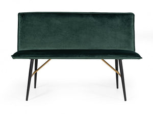 Homeroots 53" Green And Dark Brown Upholstered Velvet Dining Bench  Metal 473161