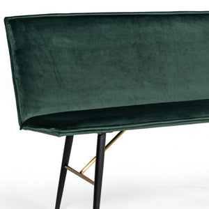 Homeroots 53" Green And Dark Brown Upholstered Velvet Dining Bench  Metal 473161