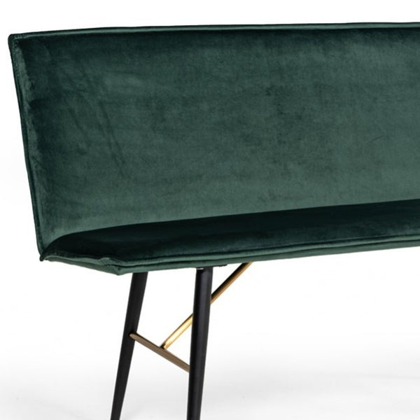 Homeroots 53" Green And Dark Brown Upholstered Velvet Dining Bench  Metal 473161