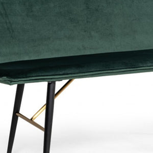 Homeroots 53" Green And Dark Brown Upholstered Velvet Dining Bench  Metal 473161