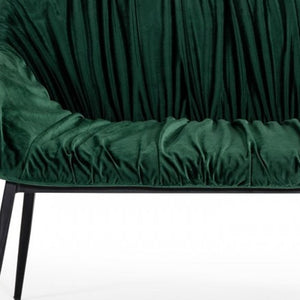 Homeroots 56" Green And Black Velvet Upholstered Dining Bench  Metal 473165