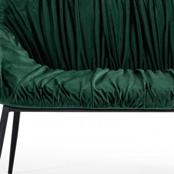 Homeroots 56" Green And Black Velvet Upholstered Dining Bench  Metal 473165