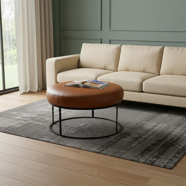 HomeRoots 30" Camel Faux Leather Ottoman - Stylish Multi-Functional Seating with Black Base for Any Room 473166
