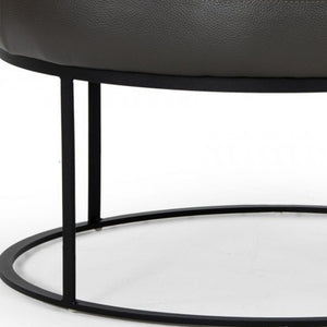 Homeroots 30" Gray Faux Leather And Black Ottoman   473167