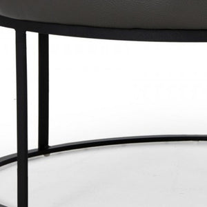 Homeroots 30" Gray Faux Leather And Black Ottoman   473167