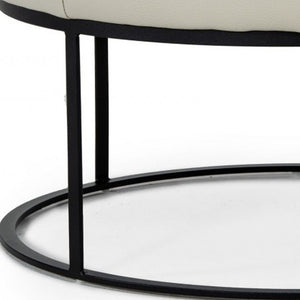 Homeroots 30" Light Gray Faux Leather And Black Ottoman   473168