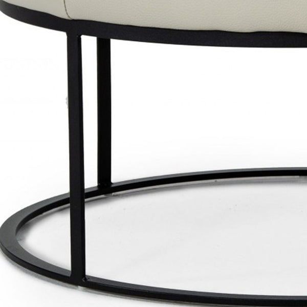 Homeroots 30" Light Gray Faux Leather And Black Ottoman   473168