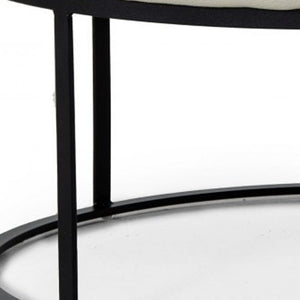 Homeroots 30" Light Gray Faux Leather And Black Ottoman   473168