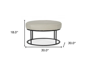 Homeroots 30" Light Gray Faux Leather And Black Ottoman   473168