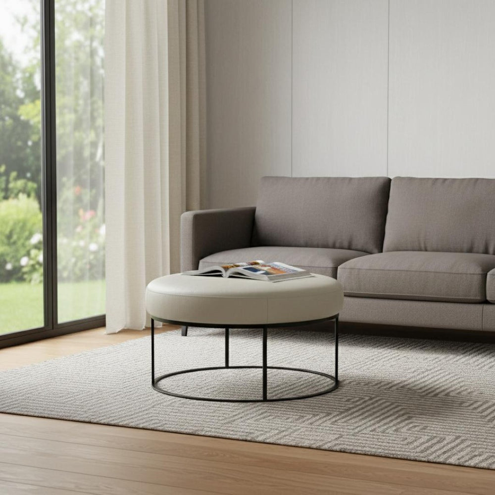 HomeRoots 30" Light Gray Faux Leather Ottoman - Versatile Accent for Modern Spaces, No Assembly Required! 473168