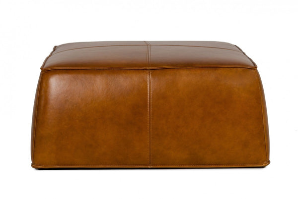Homeroots 37" Camel Faux Leather Ottoman   473169