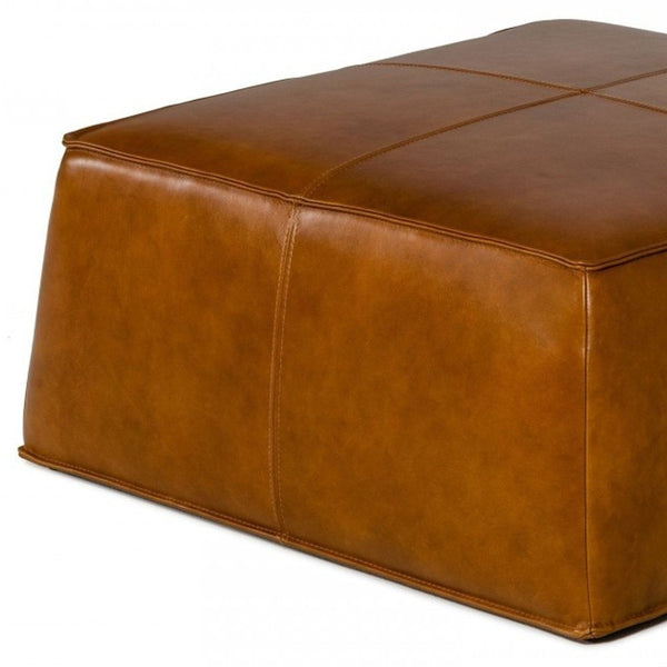 Homeroots 37" Camel Faux Leather Ottoman   473169