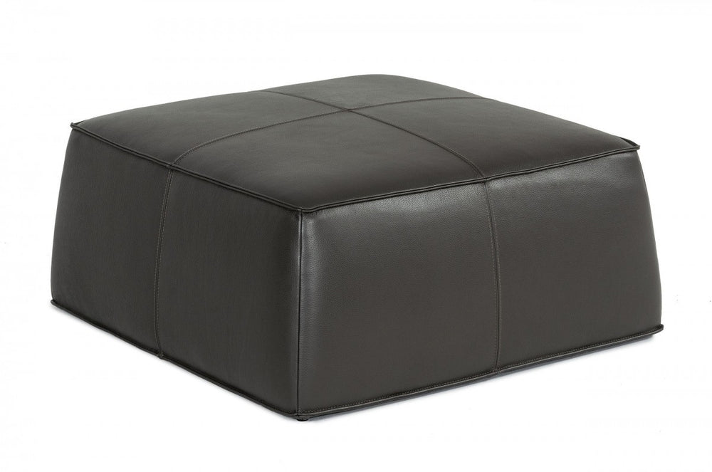 Homeroots 37" Slate Gray Faux Leather Cocktail Ottoman   473170
