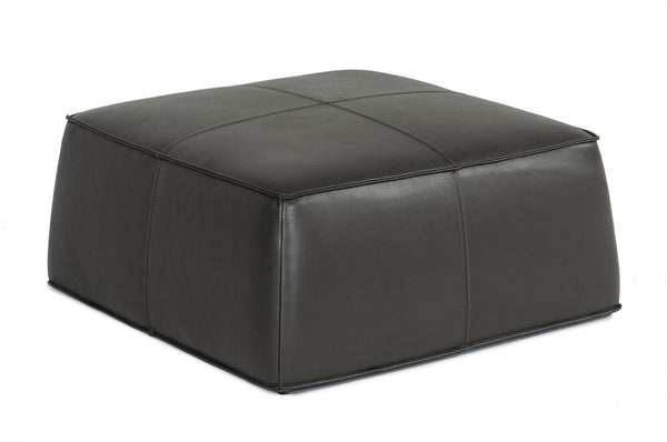 Homeroots 37" Slate Gray Faux Leather Cocktail Ottoman   473170