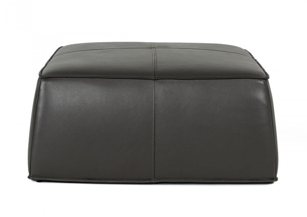 Homeroots 37" Slate Gray Faux Leather Cocktail Ottoman   473170