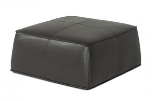 Homeroots 37" Slate Gray Faux Leather Cocktail Ottoman   473170