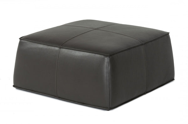 Homeroots 37" Slate Gray Faux Leather Cocktail Ottoman   473170