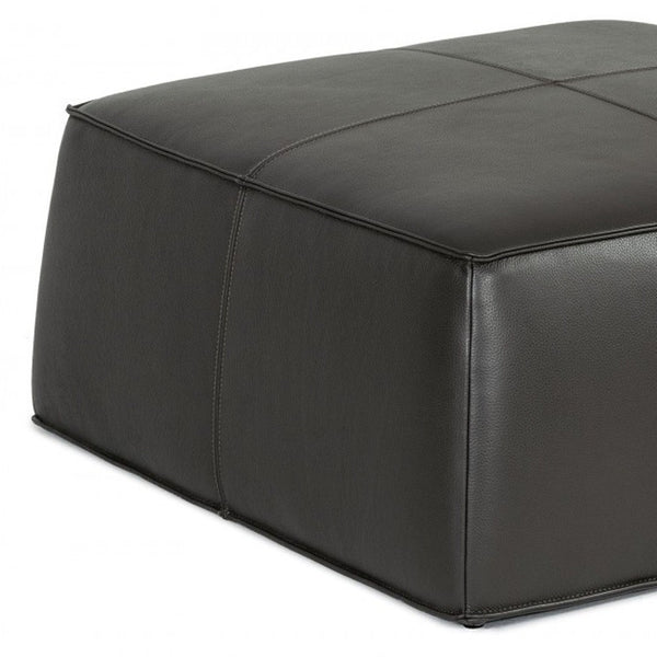 Homeroots 37" Slate Gray Faux Leather Cocktail Ottoman   473170