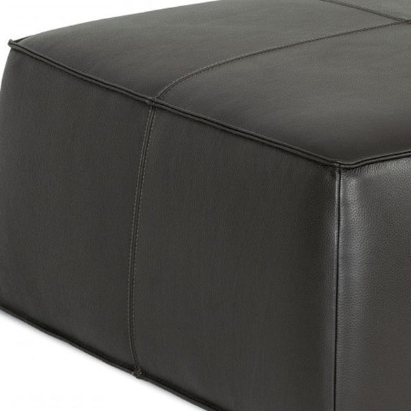 Homeroots 37" Slate Gray Faux Leather Cocktail Ottoman   473170