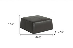 Homeroots 37" Slate Gray Faux Leather Cocktail Ottoman   473170
