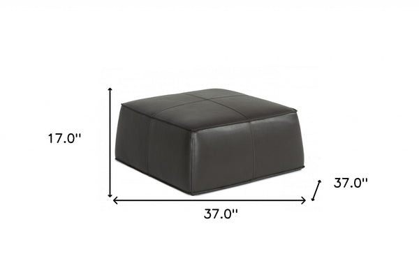 Homeroots 37" Slate Gray Faux Leather Cocktail Ottoman   473170