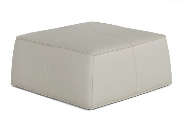 Homeroots 37" Light Gray Faux Leather Cocktail Ottoman   473171