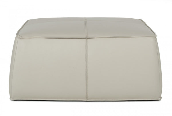 Homeroots 37" Light Gray Faux Leather Cocktail Ottoman   473171