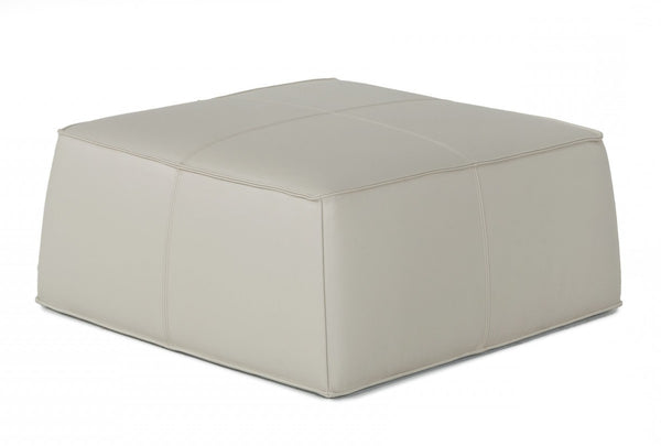 Homeroots 37" Light Gray Faux Leather Cocktail Ottoman   473171