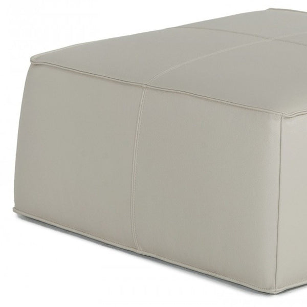 Homeroots 37" Light Gray Faux Leather Cocktail Ottoman   473171