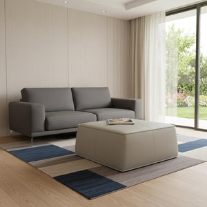 HomeRoots 37" Light Gray Faux Leather Cocktail Ottoman - Versatile Seating & Coffee Table, Easy Care & Stylish 473171