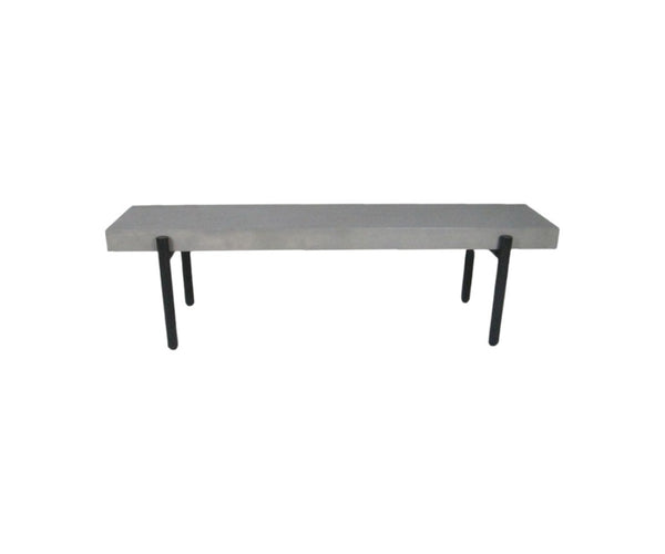 HomeRoots 63" Contemporary Gray Concrete Dining Bench with Sturdy Black Metal Base for Modern Spaces 473175