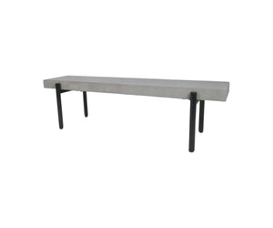 HomeRoots 63" Contemporary Gray Concrete Dining Bench with Sturdy Black Metal Base for Modern Spaces 473175