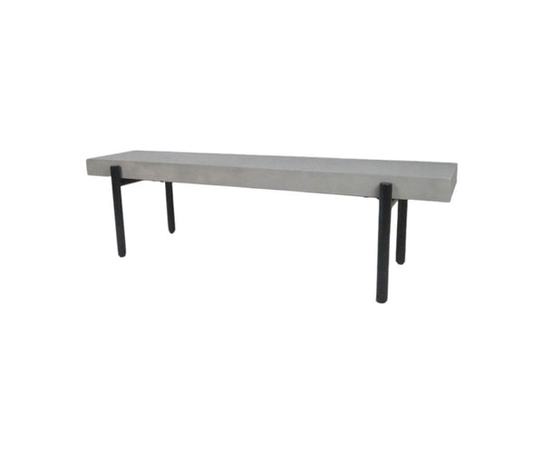HomeRoots 63" Contemporary Gray Concrete Dining Bench with Sturdy Black Metal Base for Modern Spaces 473175
