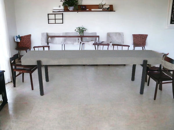 Homeroots 63" Gray And Black Concrete Dining Bench  Concrete 473175