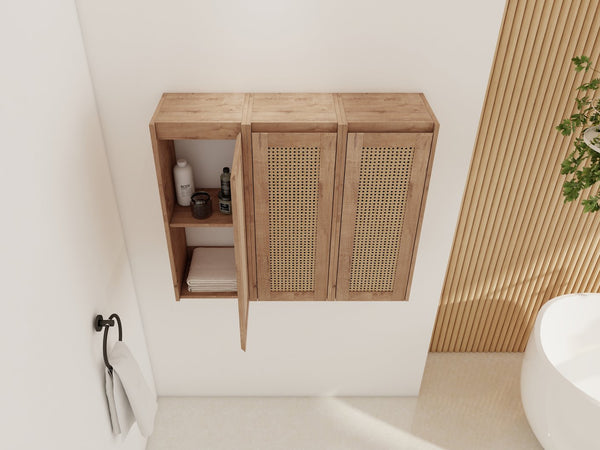 English Elm 36" Bathroom Side Cabinet - Modern Wall-Mounted Design With Soft-Close Doors For Organized Storage W999S00339