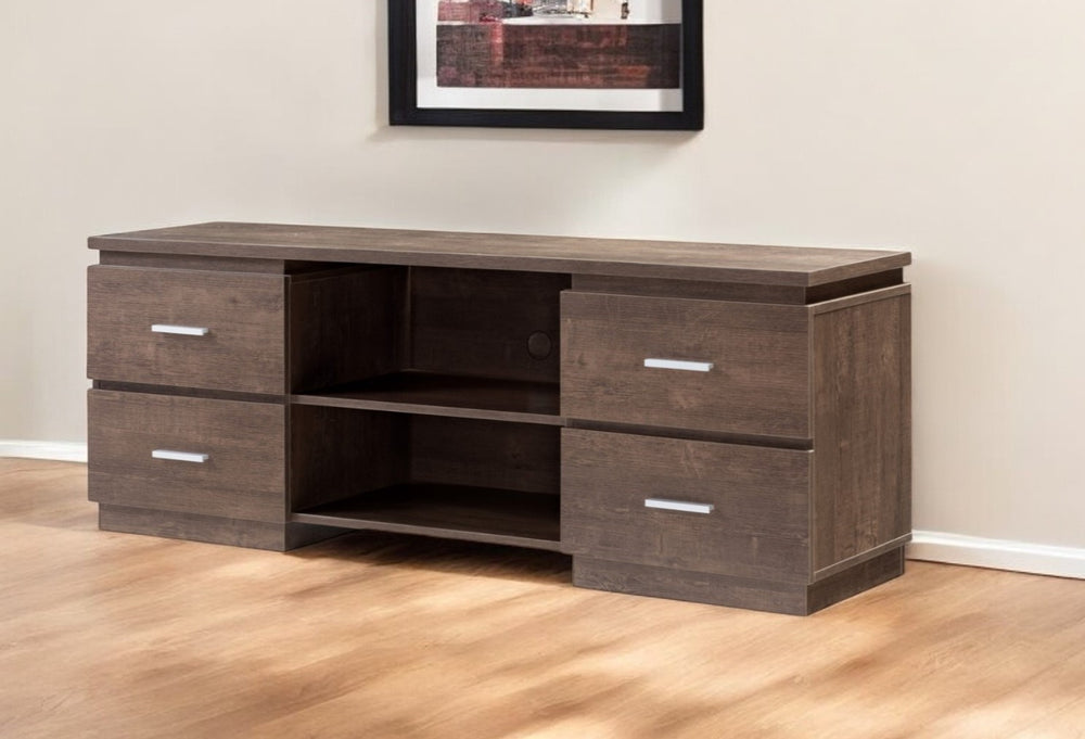 Homeroots 60" Brown Particle Board And Mdf Cabinet Enclosed Storage Tv Stand  Manufactured Wood 473276